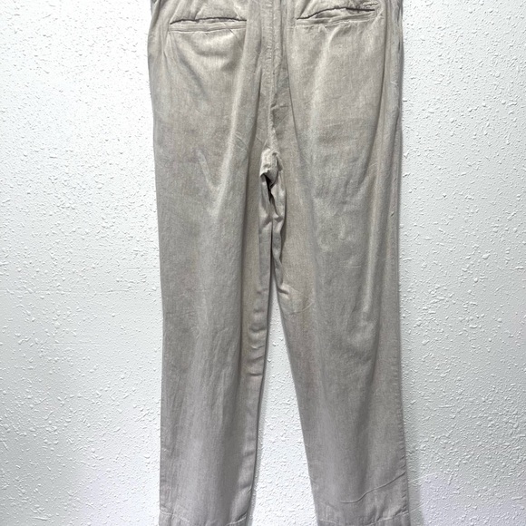 Tan linen Relaxed Fit Trousers with Elastic Waistband 32/12 - Picture 6 of 8